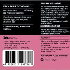 Alternative view of BN B12 by BN Healthy – B12 Vitamin Melts 60 tablets